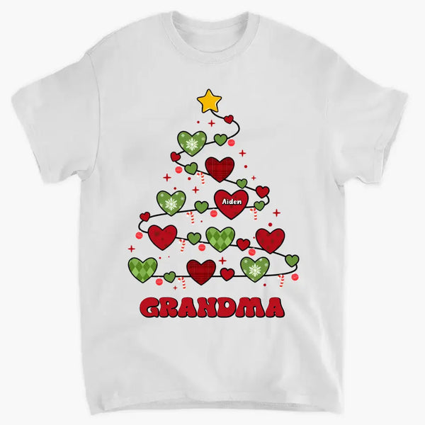Oma Weihnachtsbaum – personalisiertes individuelles T-Shirt – Weihnachtsgeschenk für Oma, Mama, Familienmitglieder