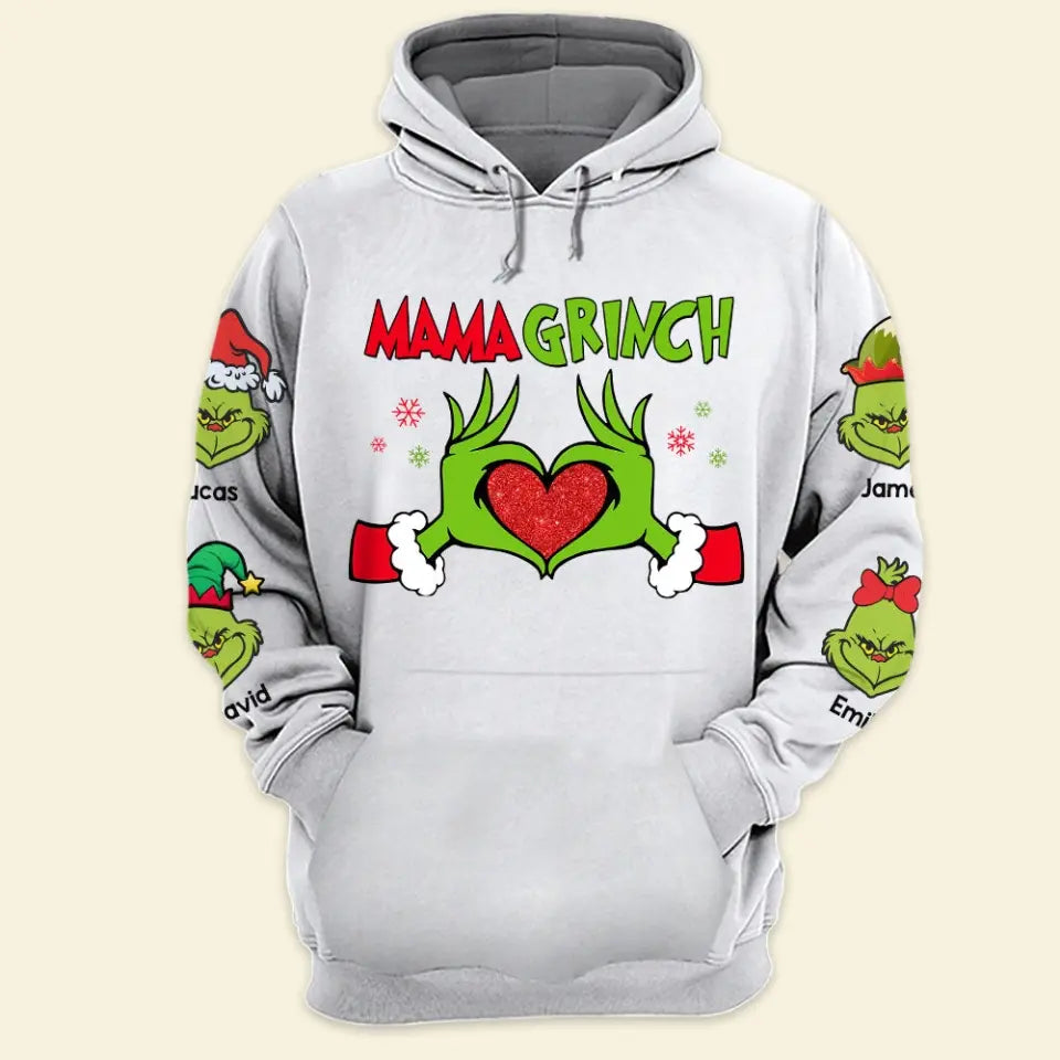 Geschenk für Familie, personalisierter 3D-Hoodie, weihnachtlicher grüner Monster-Familien-Hoodie, Weihnachtsgeschenk