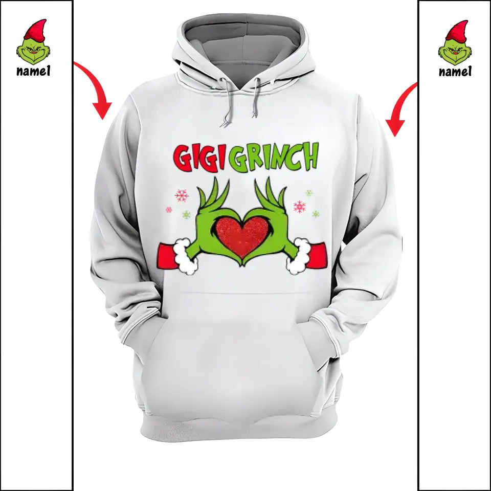 Geschenk für Familie, personalisierter 3D-Hoodie, weihnachtlicher grüner Monster-Familien-Hoodie, Weihnachtsgeschenk