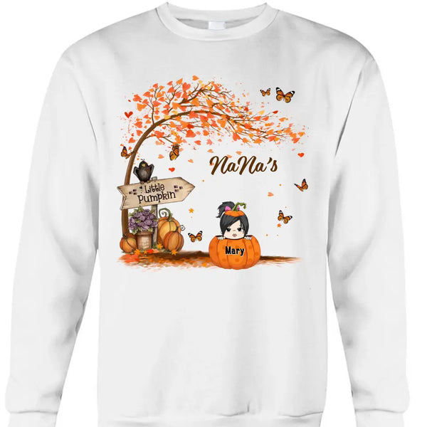 Nana's Little Pumpkin Autumn Personalized Sweatshirt For Grandmas