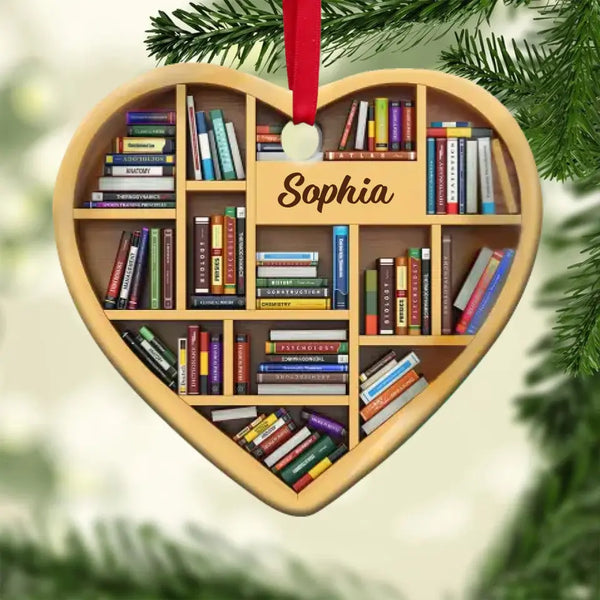 Bücherregale – Herzbuchliebhaber, personalisiertes Ornament, Weihnachtsgeschenke für Buchliebhaber