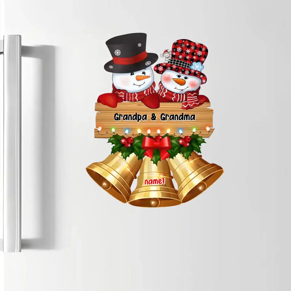 Maßgeschneiderter Schneemann-Papa-Nana-Familien-Weihnachtsgeschenk-Weihnachtsaufkleber und Kühlschrankmagnet-Aufkleber