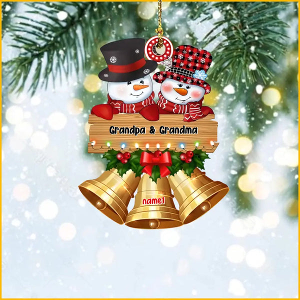 Personalisiertes Schneemann-Papa-Nana-Familien-Weihnachtsgeschenk, Weihnachts-Acryl-Ornament