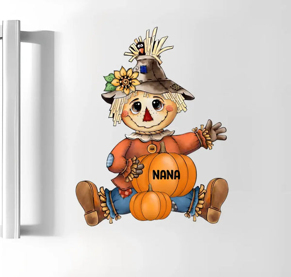 Fall Seasons, Pumpkin Grandma-Mom Personalized Sticker Decal and Fridge Magnet