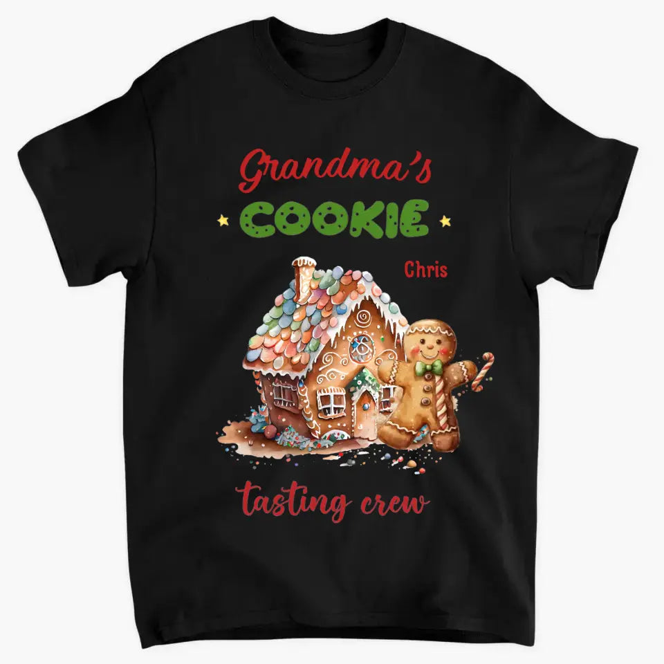 Omas Cookie-Tasting-Crew – personalisiertes individuelles T-Shirt – Weihnachtsgeschenk für Oma, Mama, Familienmitglieder