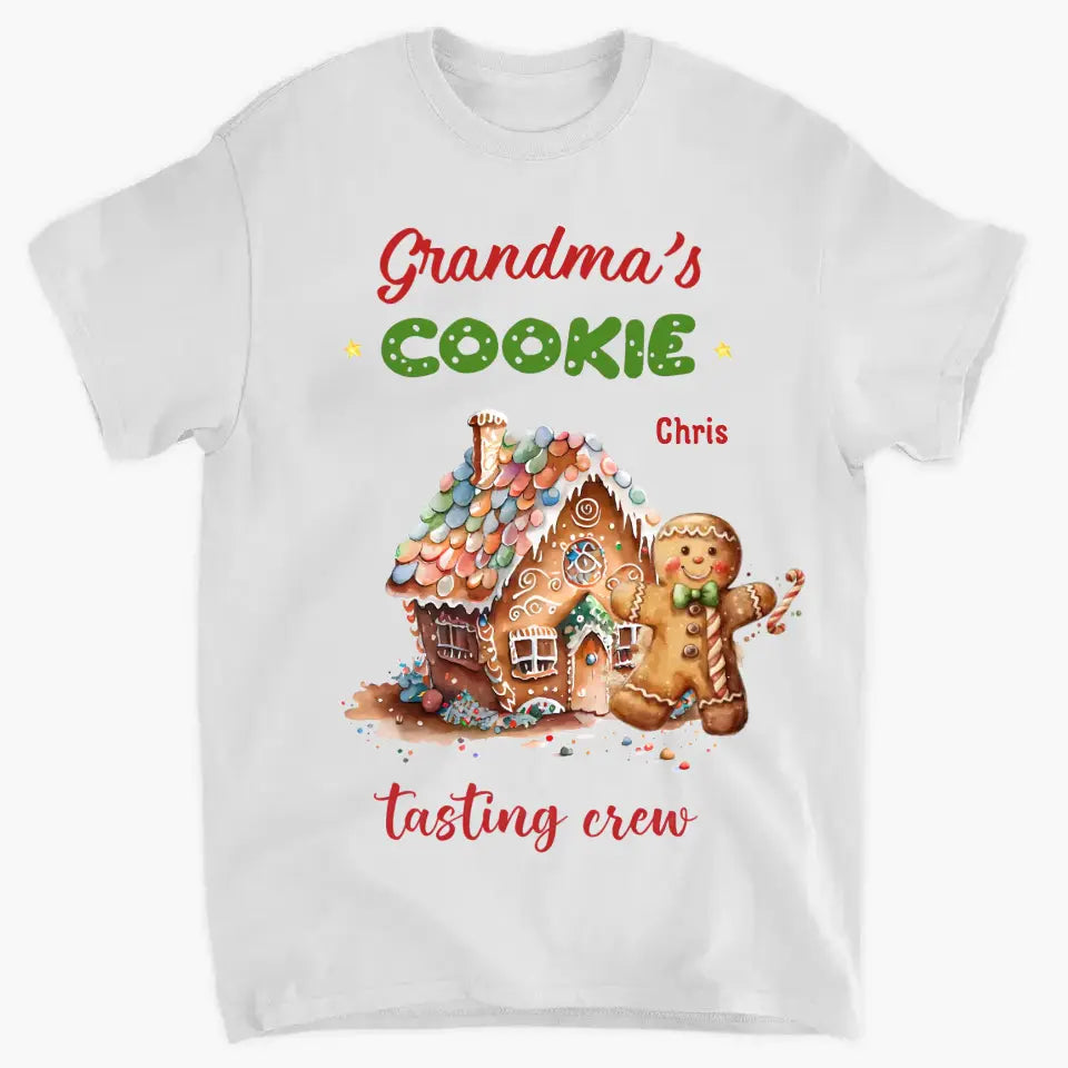 Omas Cookie-Tasting-Crew – personalisiertes individuelles T-Shirt – Weihnachtsgeschenk für Oma, Mama, Familienmitglieder