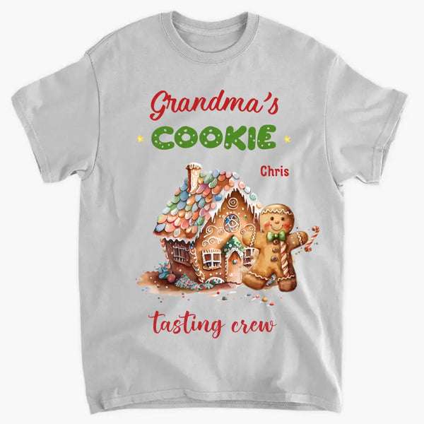 Omas Cookie-Tasting-Crew – personalisiertes individuelles T-Shirt – Weihnachtsgeschenk für Oma, Mama, Familienmitglieder