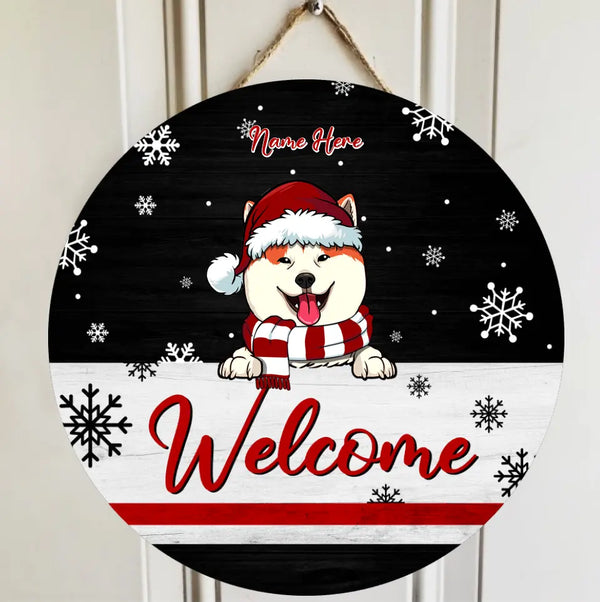 Weihnachts-Türdekoration, Geschenke für Hundeliebhaber, individuelle Türschilder mit schwarzem Hintergrund, Geschenke für Hundemama