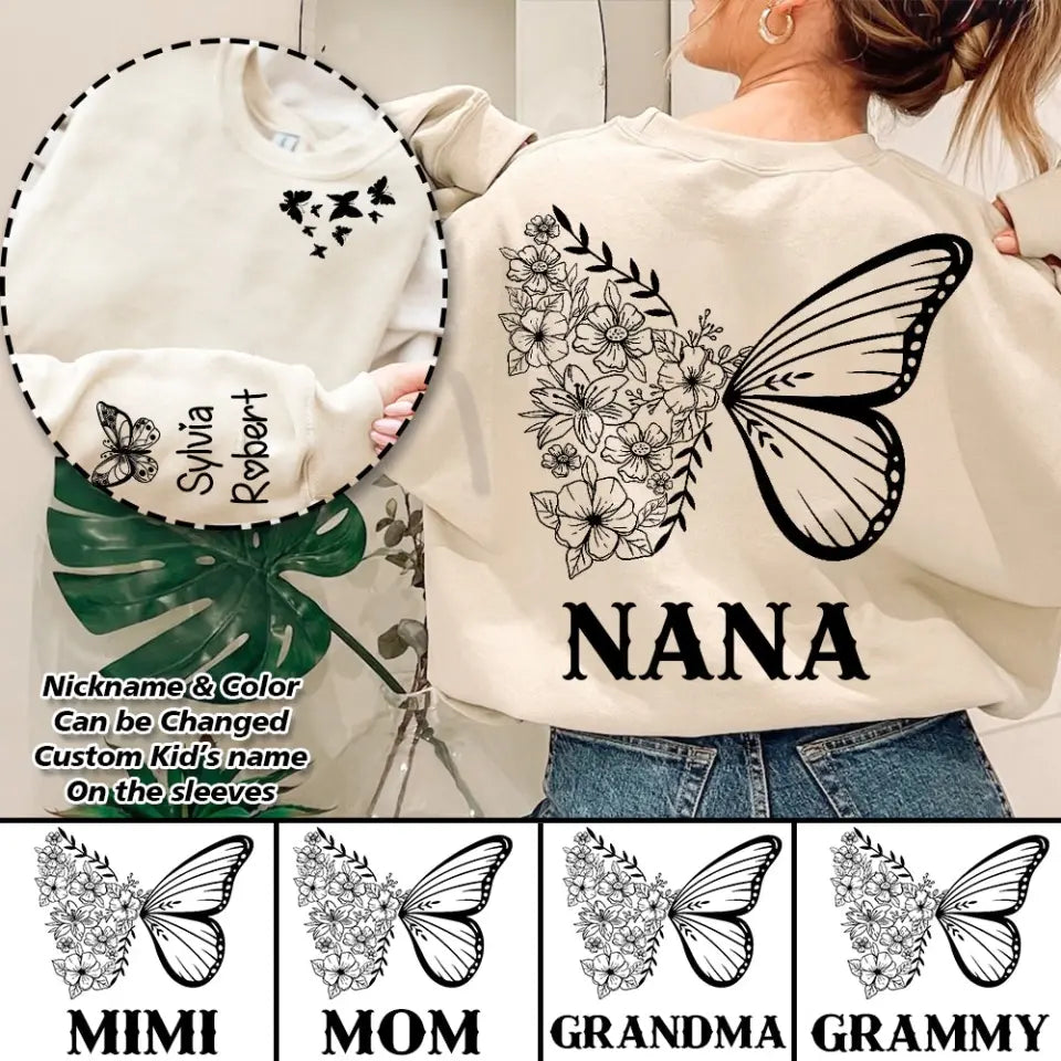 Personalized Grandma/Mom Kids Butterfly Sweatshirt
