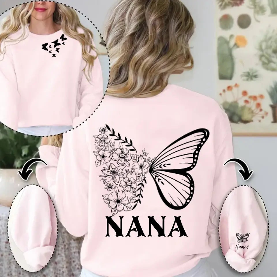 Personalized Grandma/Mom Kids Butterfly Sweatshirt