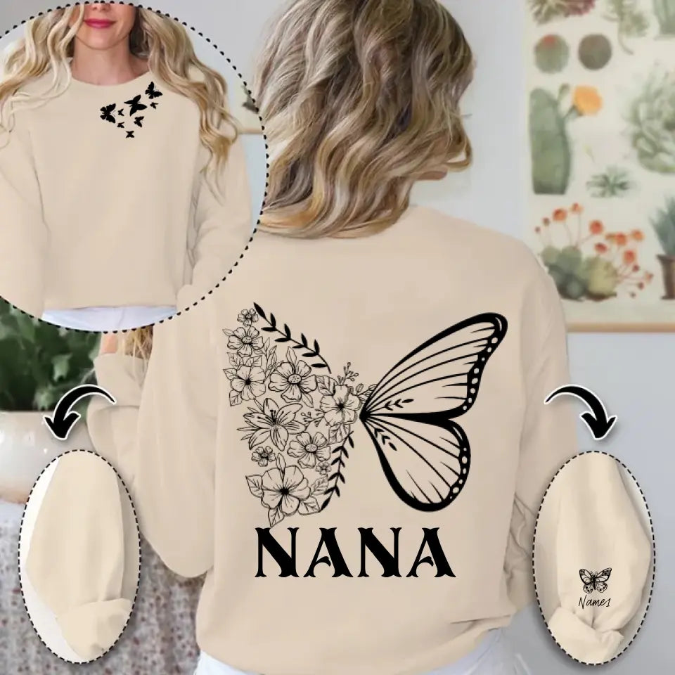 Personalized Grandma/Mom Kids Butterfly Sweatshirt