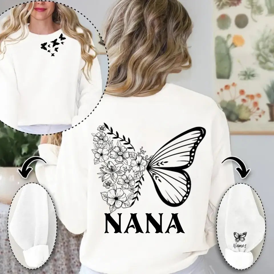 Personalized Grandma/Mom Kids Butterfly Sweatshirt