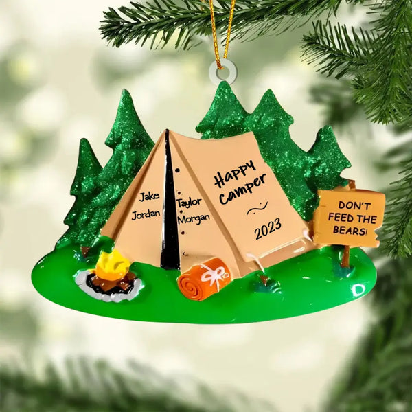 Camping Tent Personalized Christmas Ornament, 2023 Friends Ornament, Gift for Campers