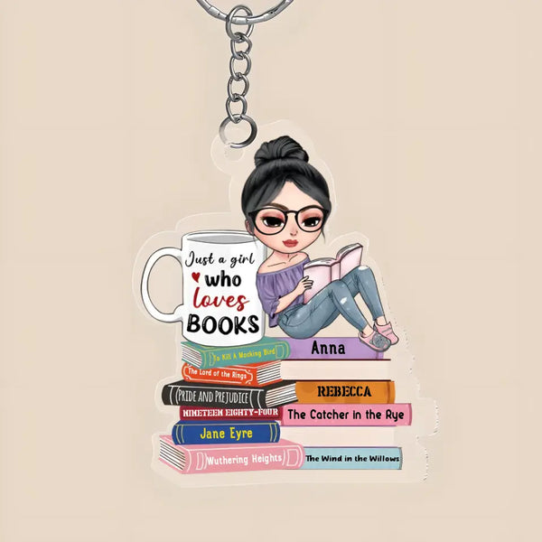 Personalisierter Schlüsselanhänger „Just A Girl Who Loves Book“ für Buchliebhaber