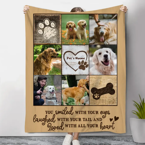 Personalisierte Foto-Hundedecke, Geschenke zum Verlust eines Haustiers, Sie lächelten mit Ihren Augen 