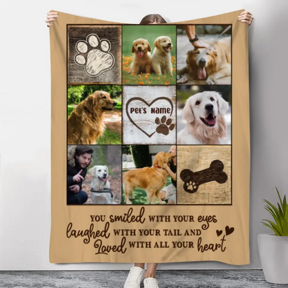 Personalisierte Foto-Hundedecke, Geschenke zum Verlust eines Haustiers, Sie lächelten mit Ihren Augen 