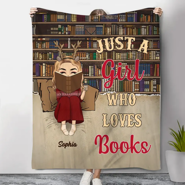 Reading Chibi Just A Girl Who Loves Books - Personalized Custom Fleece Blanket