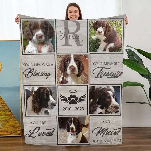 Custom Photo Dog Memorial Blanket - Pet Sympathy Gift