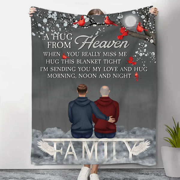 Personalisierte Decke – Geschenk für ein Familienmitglied – weil jemand, den wir im Himmel lieben 