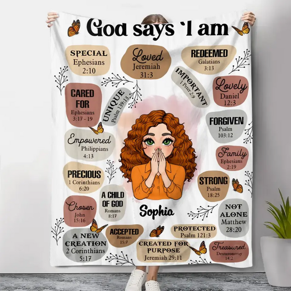 Personalisierte Decke – Gott sagt, ich bin – bedeutungsvolle Geburtstagsgeschenke 