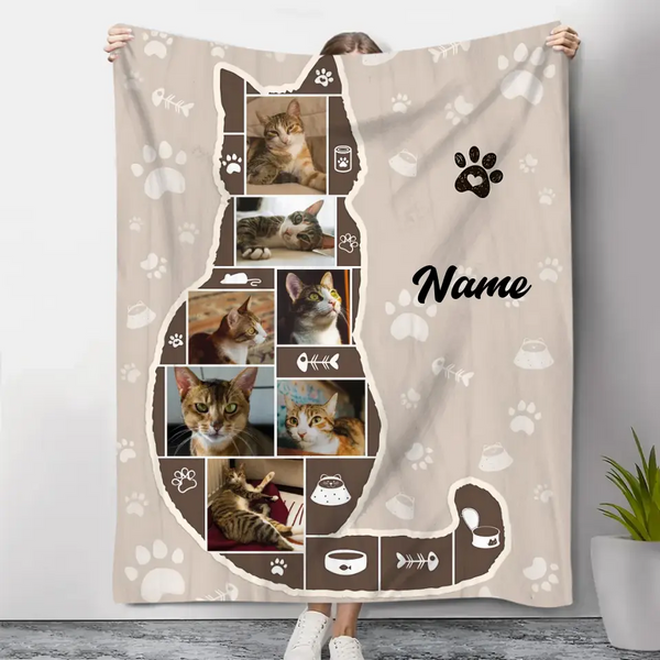 Personalized Cat Photo Collage Blanket, Best Gifts For Cat Owners, Cat Lover Gift - 50% OFF
