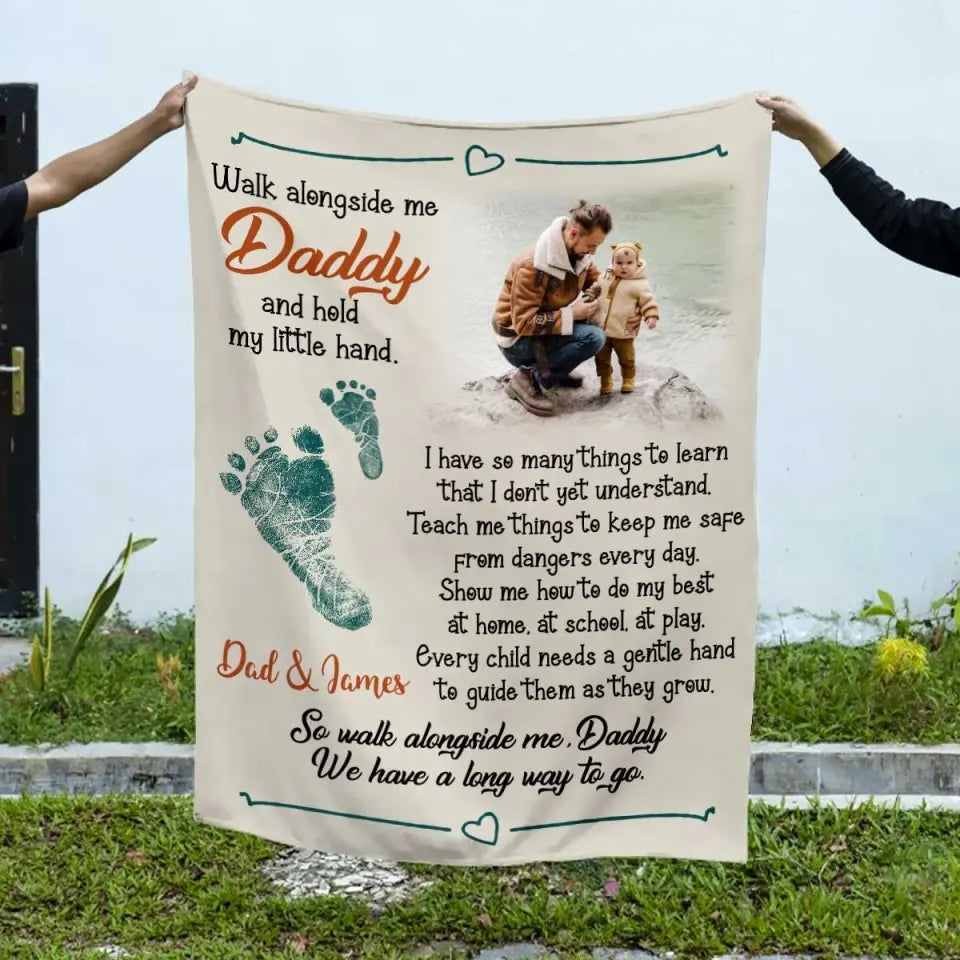Walk Alongside Me Daddy Fotodecke, Vatertagsgeschenke von Kleinkindern, personalisiertes Geschenk für neuen Papa