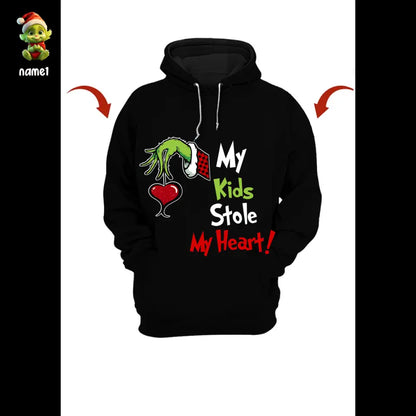 My Kid Stole My Heart, Gift For Family, Personalized Shirt, Green Monster Kids Shirt, Christmas Gift