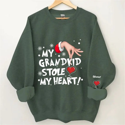 My grandkids Stole My Heart Grandma Personalized Christmas Sweatshirt
