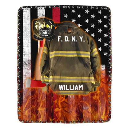 Feuerwehrmann-Us-Flaggen-Rüstung und Name, individuelle Decke, Geschenk für Feuerwehrmann, Feuerwehrmann