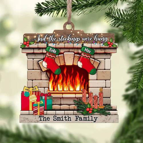 And The Stockings Were Hungs Holz-Weihnachtsschmuck, personalisierter Weihnachtsschmuck