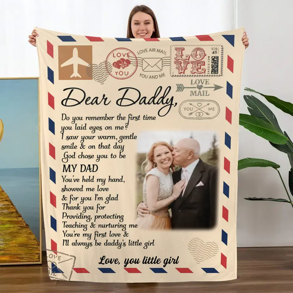 Lieber Papa Briefdecke von Tochter, Vatertagsgeschenk von Tochter, personalisierte Fotogeschenke für Papa