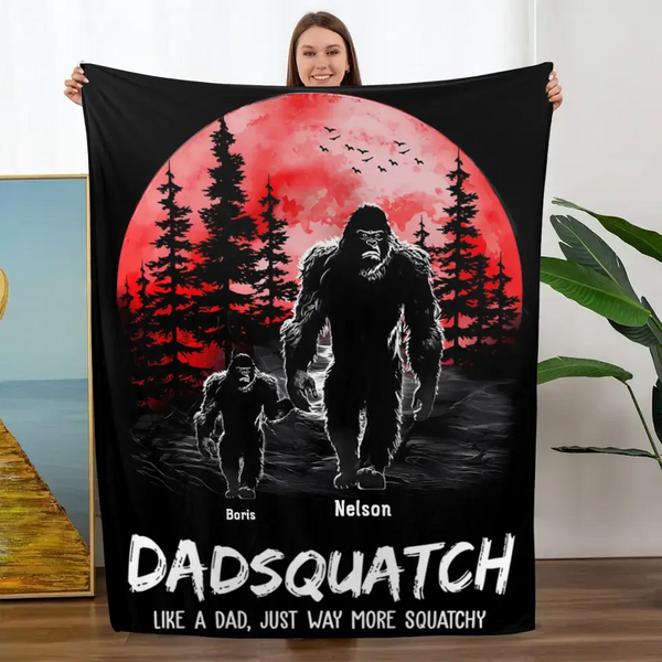 Dadsquatch, wie ein Papa, einfach viel mehr Squatchy – personalisierte Decke 