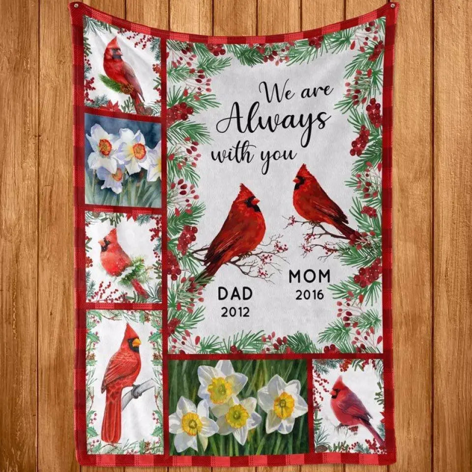 Cardinals Always With You Holly Branch personalisierte Fleecedecke