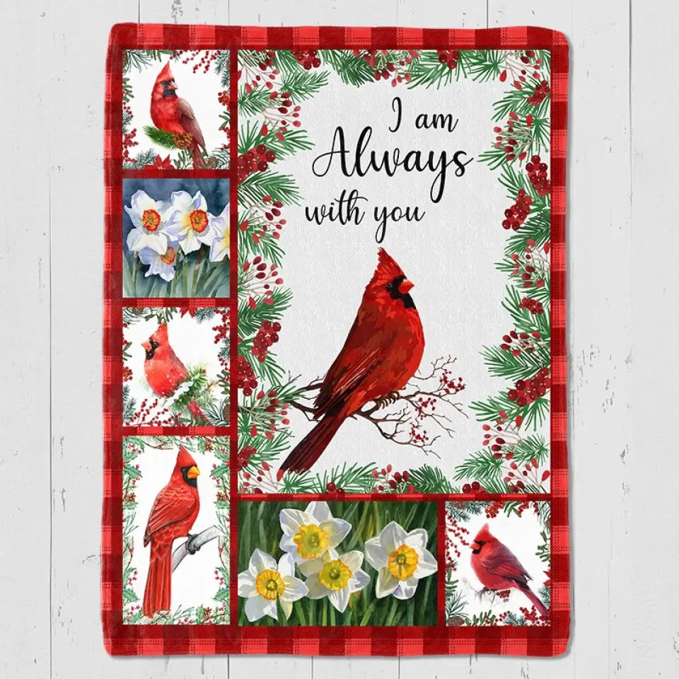 Cardinals Always With You Holly Branch personalisierte Fleecedecke