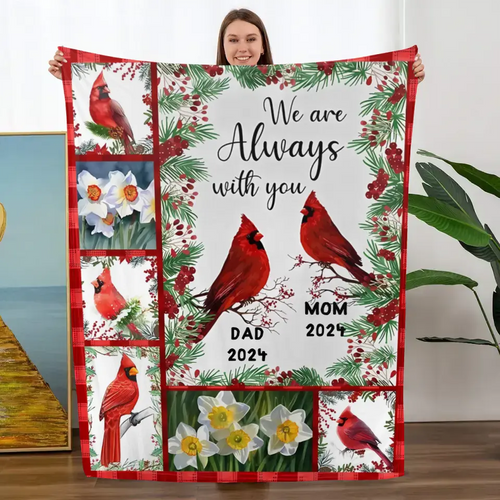 Cardinals Always With You Holly Branch personalisierte Fleecedecke