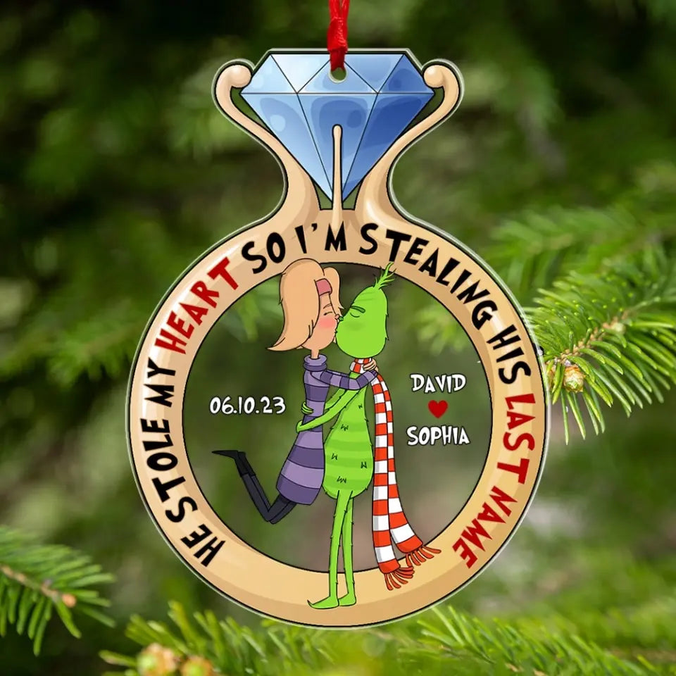 Er hat mein Herz gestohlen – personalisiertes Acryl-Ornament – ​​Geschenk für ihn/Geschenk für sie – Weihnachtsgeschenk – Paar-Ornament