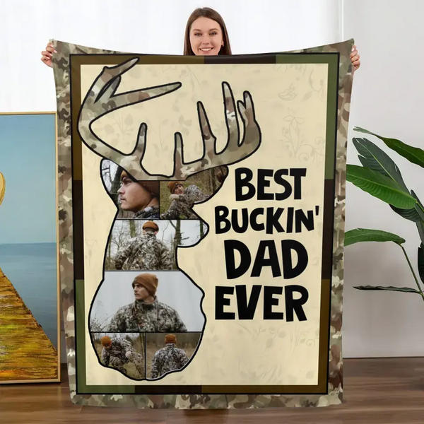 Personalisierte Decke für den besten Buckin' Dad aller Zeiten, Vatertagsgeschenke für Jagdväter, Hirschjagd-Vatergeschenk 