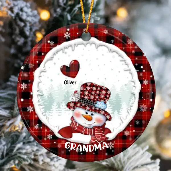 Oma Schneemann Weihnachten - Personalisiertes Keramikornament - Geschenk für Oma