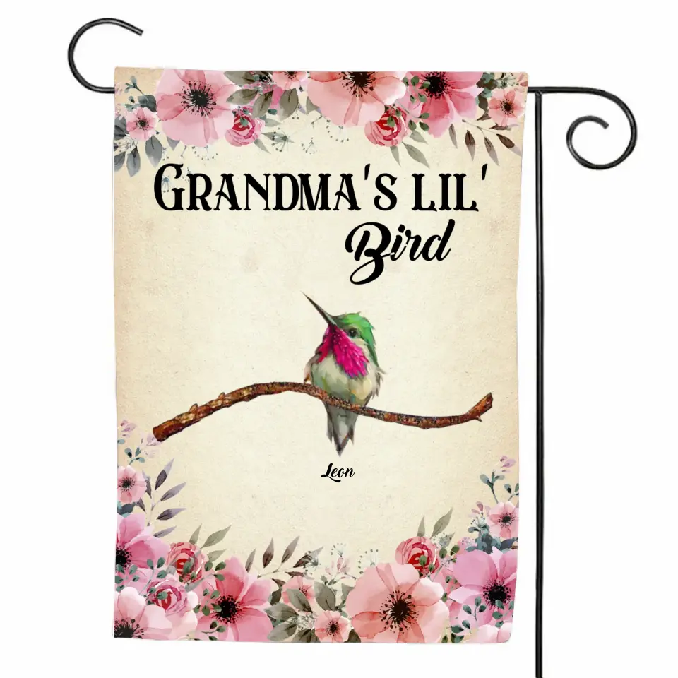 Personalisierte Gartenflagge „Oma's Lil‘ Birds“, bedruckt