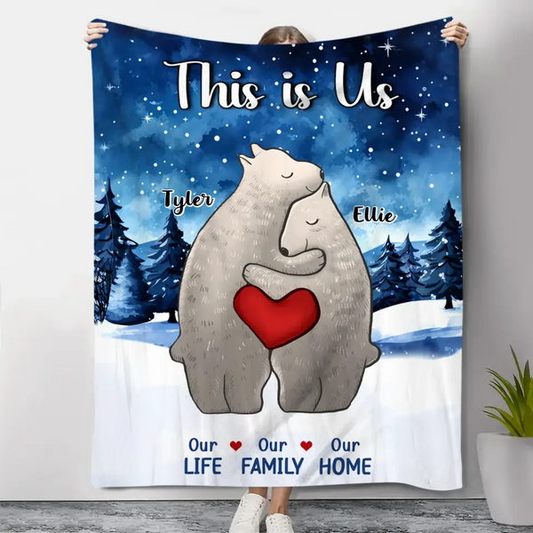 Unser Leben, unsere Familie, unser Zuhause – personalisierte individuelle Decke – Weihnachtsgeschenk für Familie, Familienmitglieder 