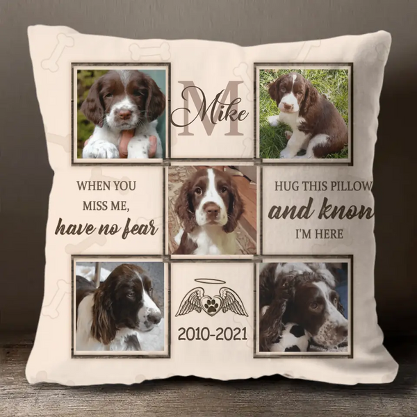 Umarmen Sie dieses Kissen und wissen Sie, dass ich hier bin – personalisiertes Gedenkkissen für Hunde, Einsatz inklusive