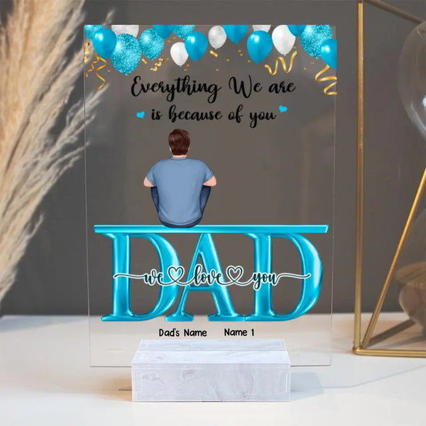 Bester Papa aller Zeiten – Vater, Kinder und Haustier – personalisiertes Acrylschild – bestes Geschenk für Vater