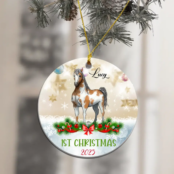 Custom Horse Ornament - Personalized Circle Ornament