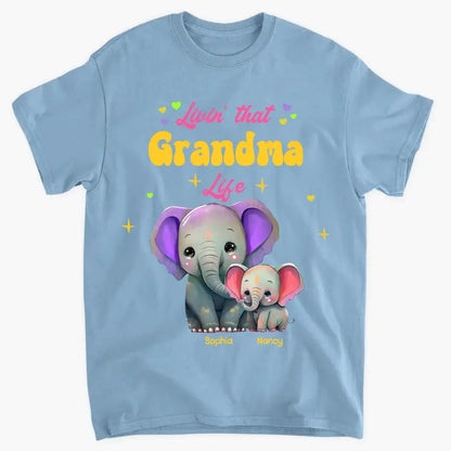 Personalisierte Livin That Grandma Life Elefanten-Farbdruck-Kleidung