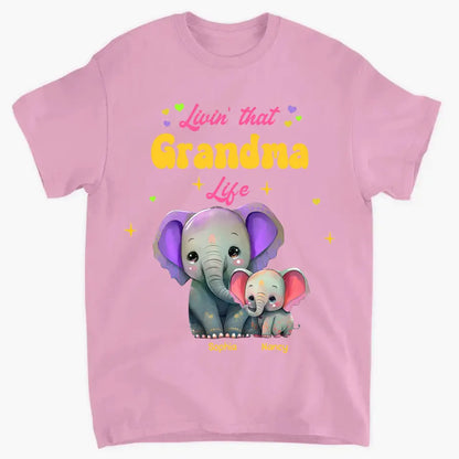 Personalisierte Livin That Grandma Life Elefanten-Farbdruck-Kleidung