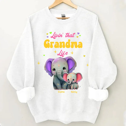 Personalisierte Livin That Grandma Life Elefanten-Farbdruck-Kleidung