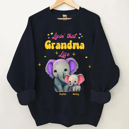 Personalisierte Livin That Grandma Life Elefanten-Farbdruck-Kleidung
