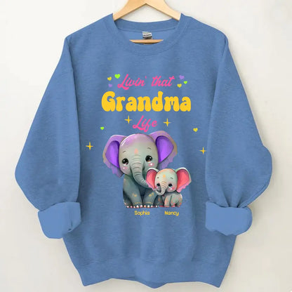 Personalisierte Livin That Grandma Life Elefanten-Farbdruck-Kleidung