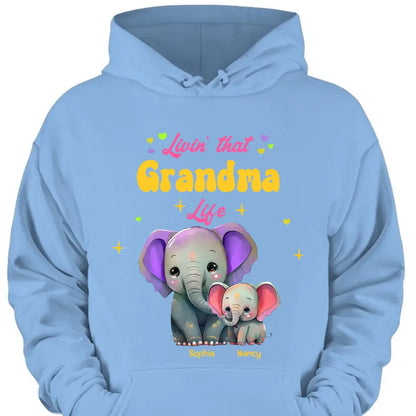 Personalisierte Livin That Grandma Life Elefanten-Farbdruck-Kleidung