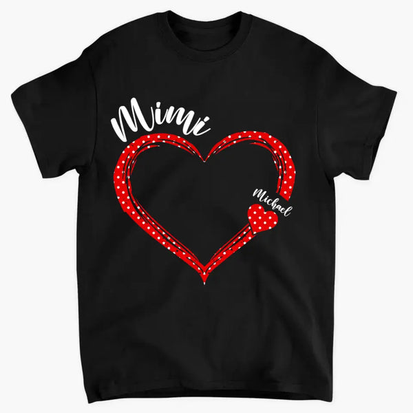 Personalized grandma Nana Mommy aunt child name heart-shaped clothes